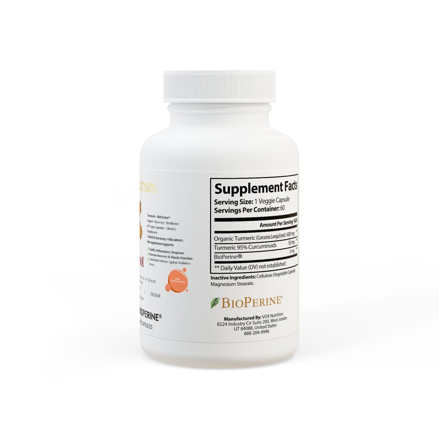 GlowRoot™ Turmeric with BioPerine® (Black Pepper Fruit Extract) Supplement (60 Capsules)