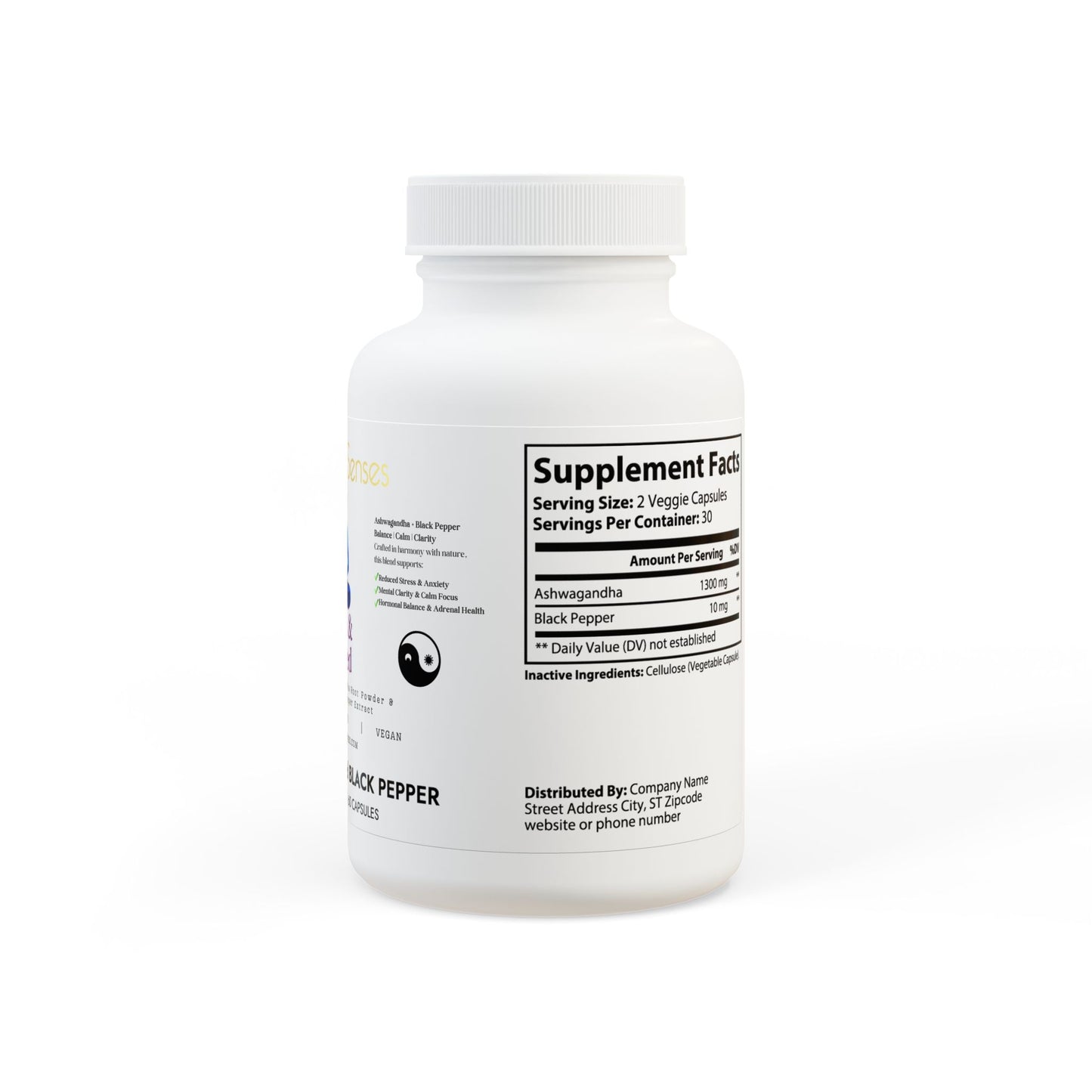 Calm & Rooted™ Ashwagandha and Black Pepper Supplement (60 capsules)