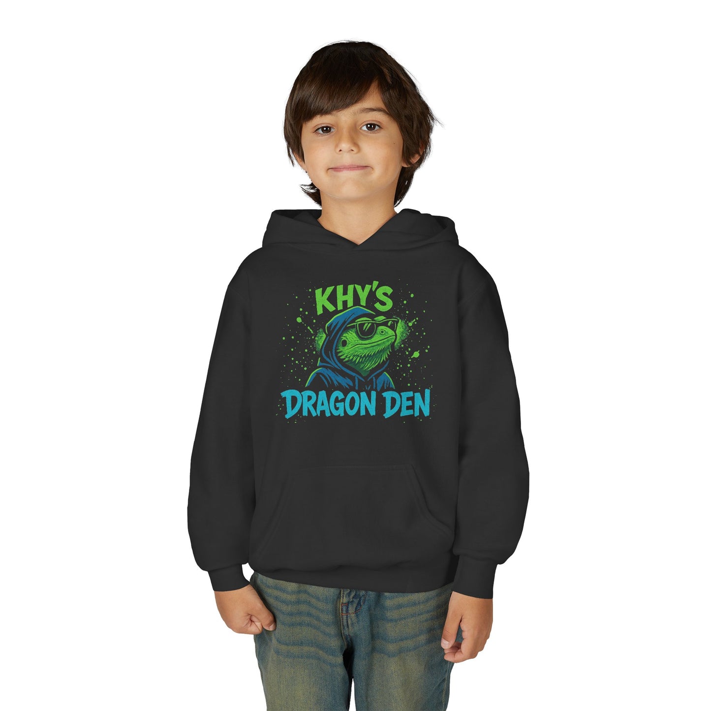Youth Dragon Keeper Hoodie — 'Khy's Dragon Den' Neon Dragon Keeper Pullover