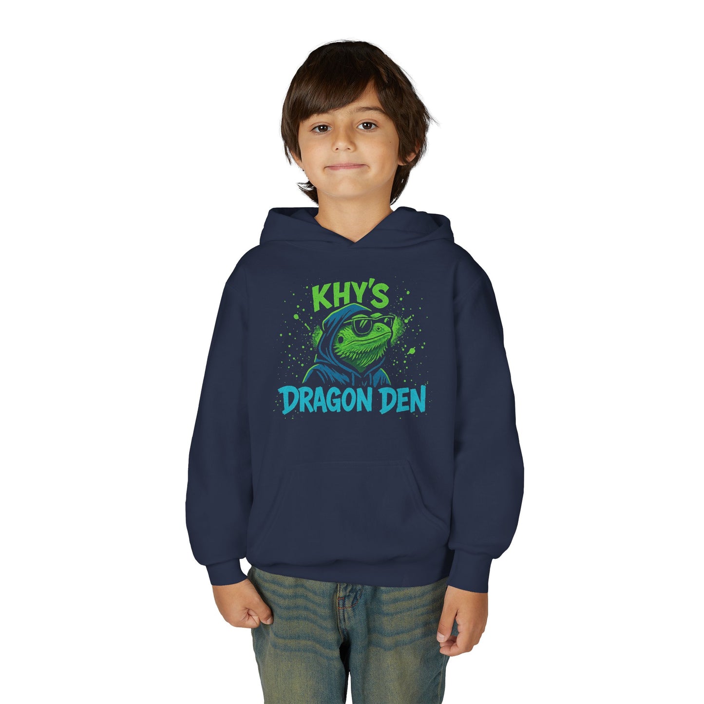 Youth Dragon Keeper Hoodie — 'Khy's Dragon Den' Neon Dragon Keeper Pullover