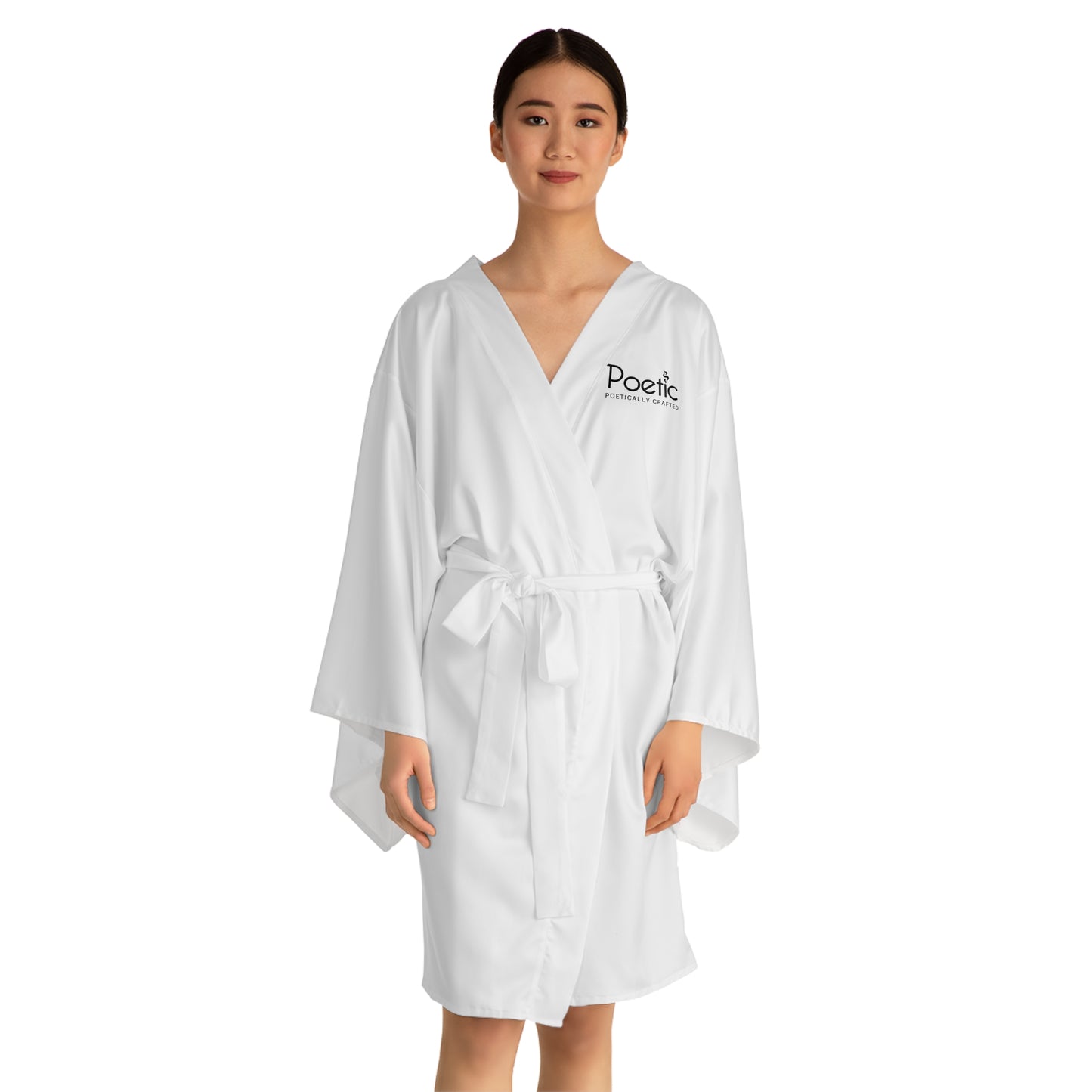 Poetic Senses White Kimono Robe — Long Sleeve Lounge Wrap