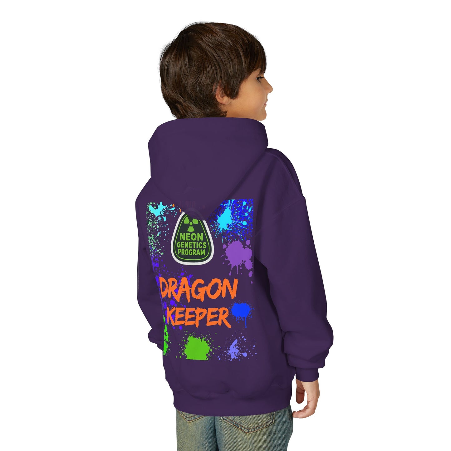 Youth Dragon Keeper Hoodie — 'Khy's Dragon Den' Neon Dragon Keeper Pullover