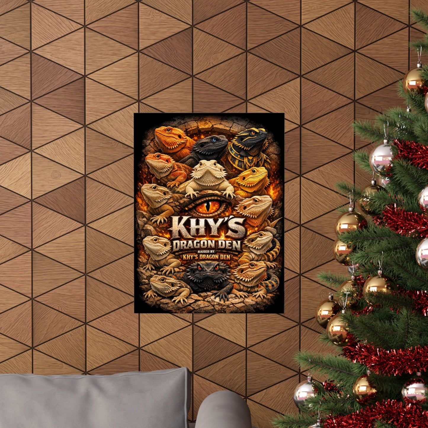 Bearded Dragon Poster — "Khy's Dragon Den" Matte Vertical Reptile Wall Art