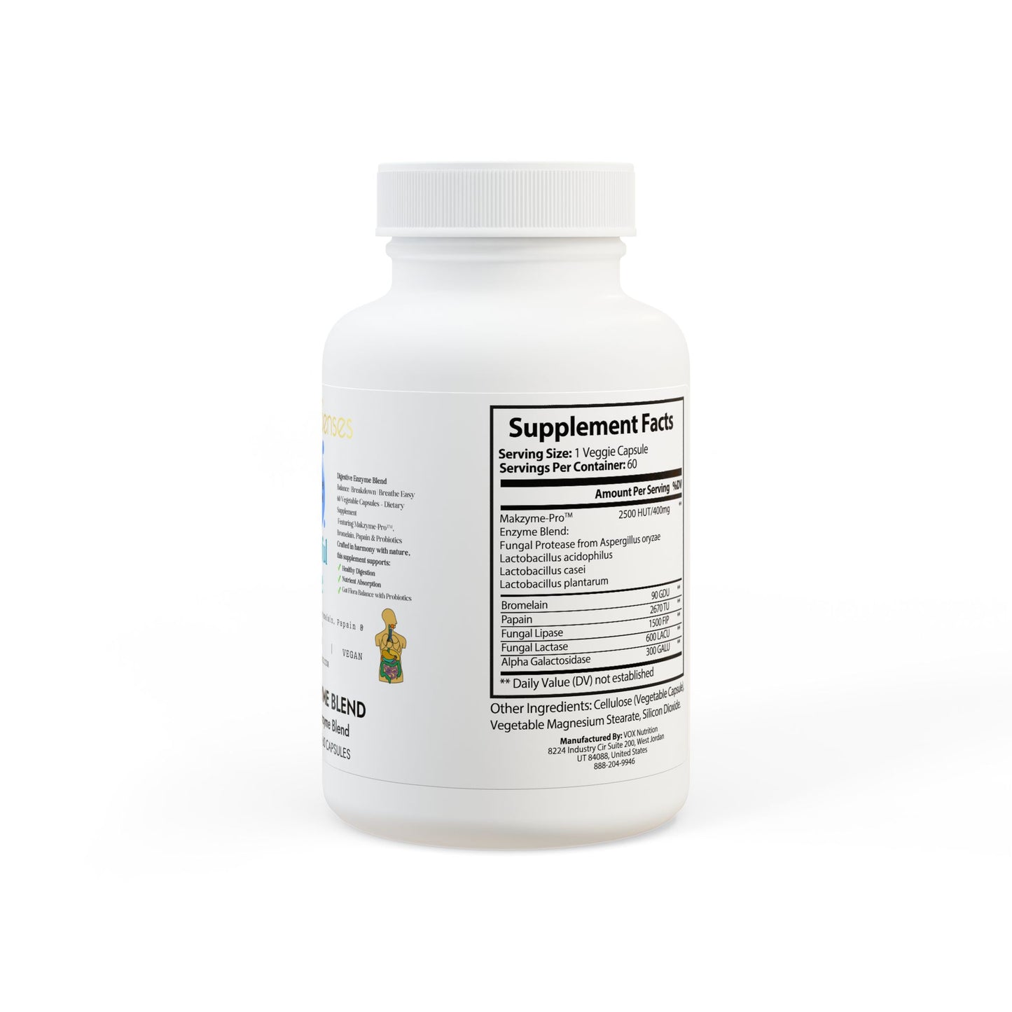 Peaceful Core™ Digestive Enzyme Blend Supplement (60 Capsules)