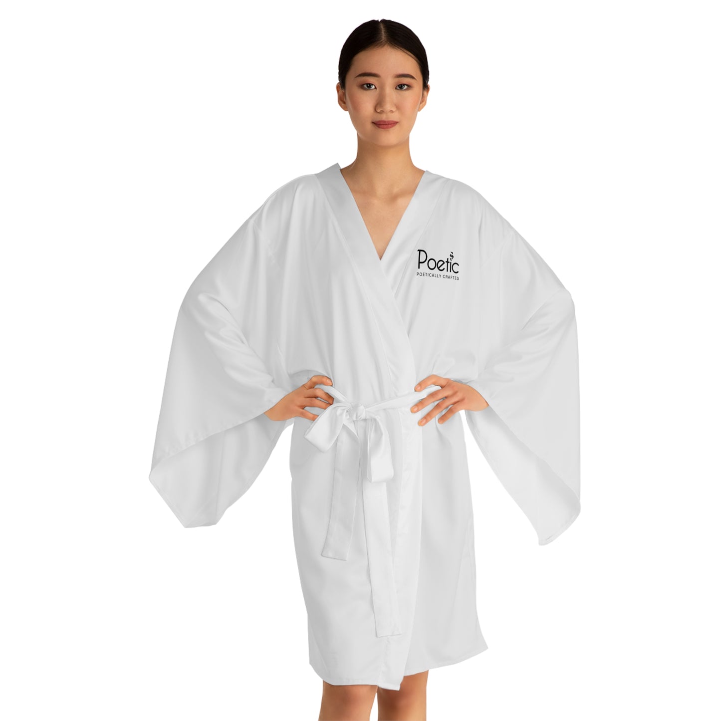 Poetic Senses White Kimono Robe — Long Sleeve Lounge Wrap