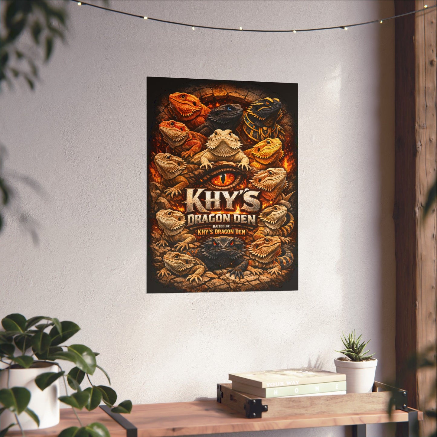 Bearded Dragon Poster — "Khy's Dragon Den" Matte Vertical Reptile Wall Art