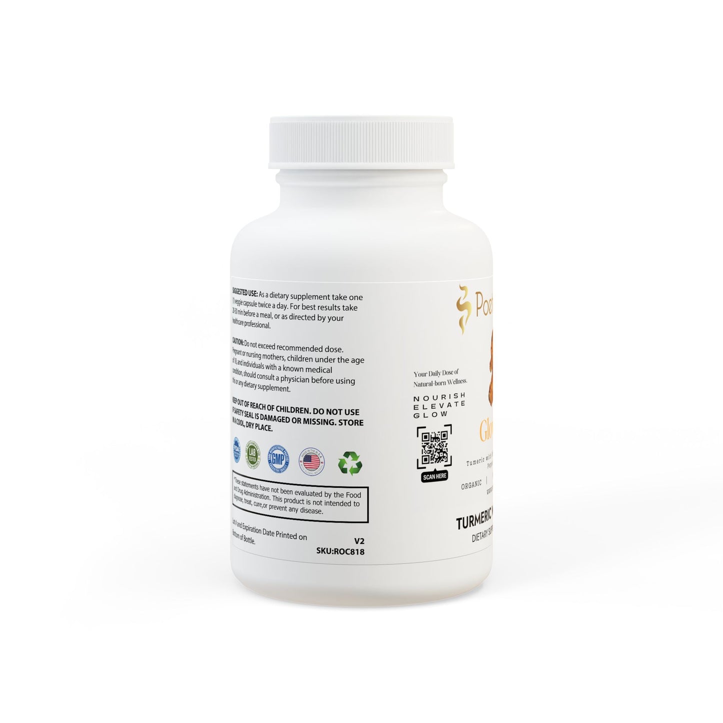 GlowRoot™ Turmeric with BioPerine® (Black Pepper Fruit Extract) Supplement (60 Capsules)