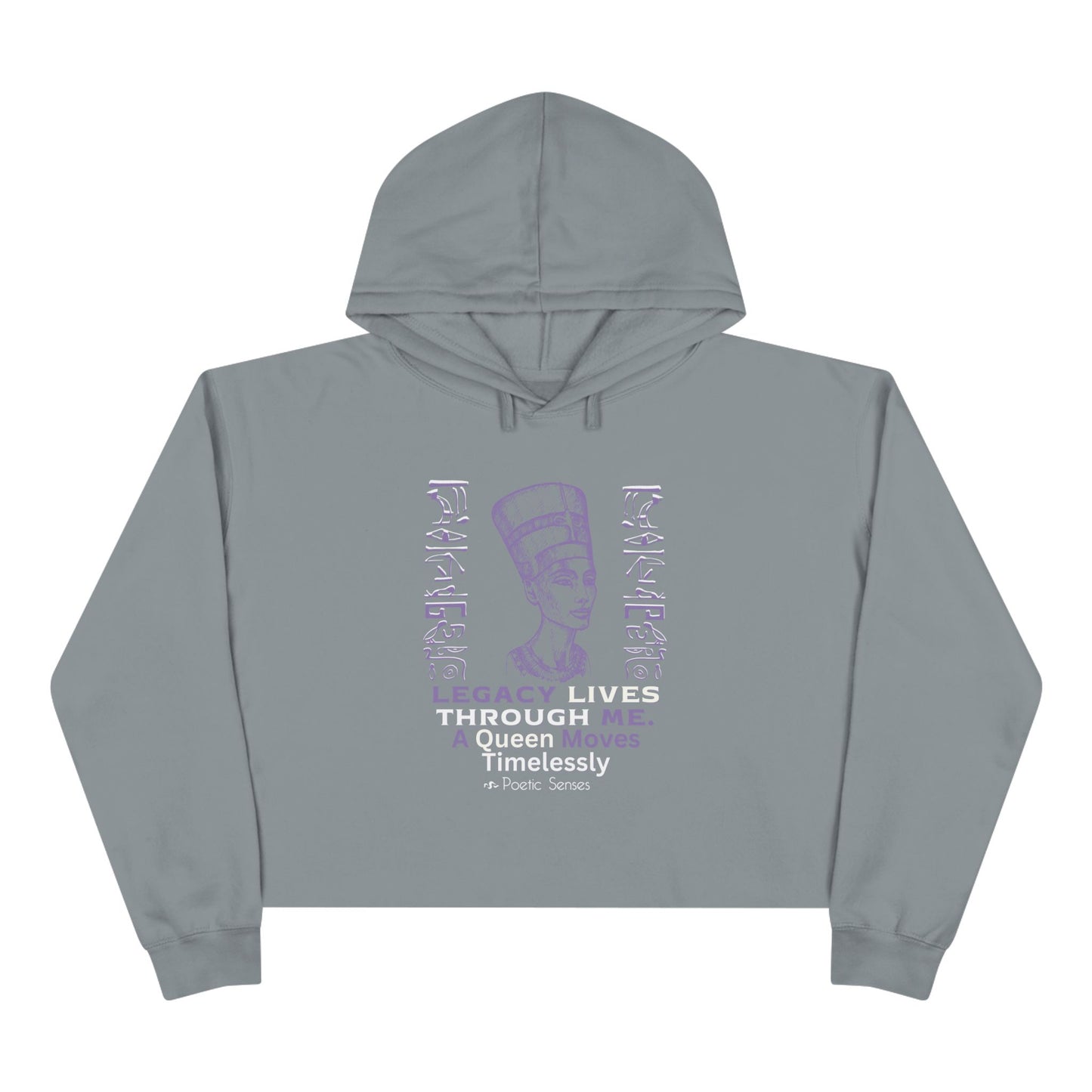 Queen Nefertiti Crop Hoodie — "Legacy Lives Through Me" Egyptian Goddess Graphic
