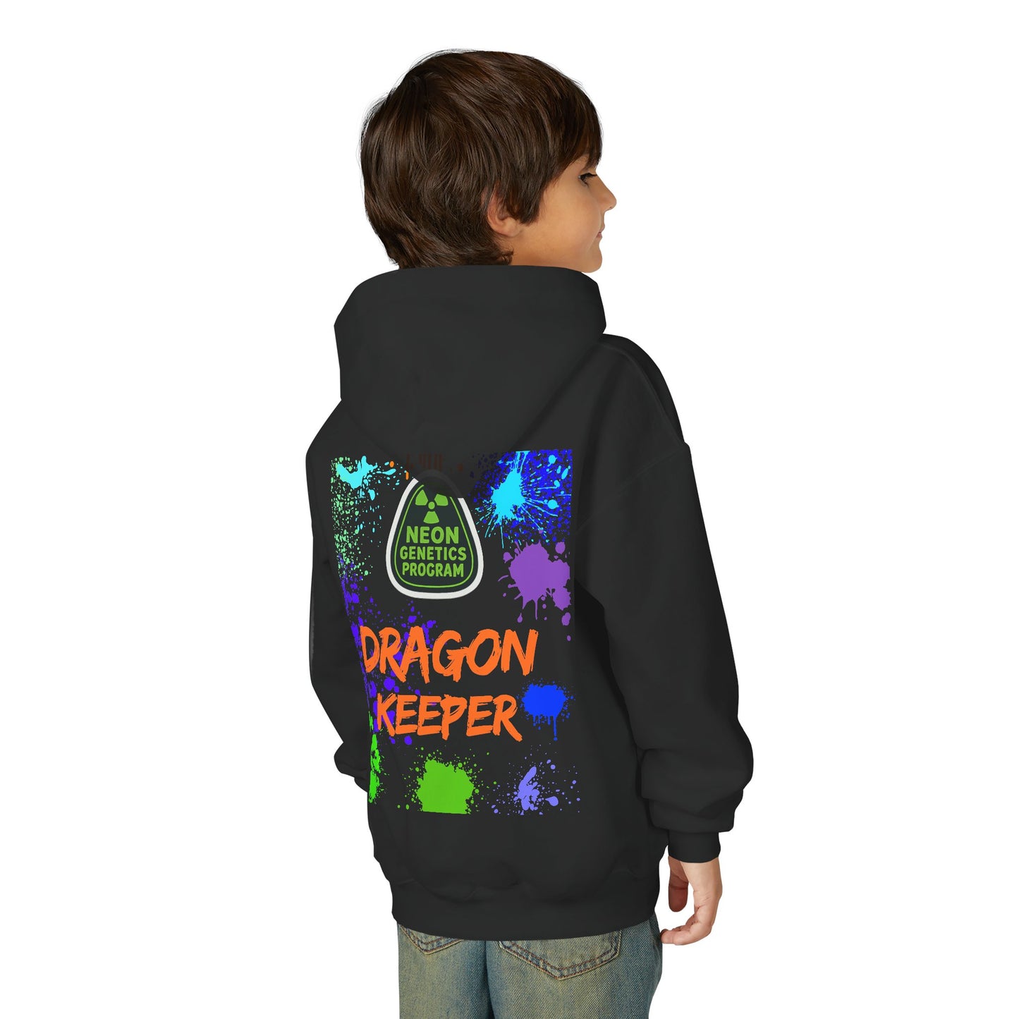 Youth Dragon Keeper Hoodie — 'Khy's Dragon Den' Neon Dragon Keeper Pullover