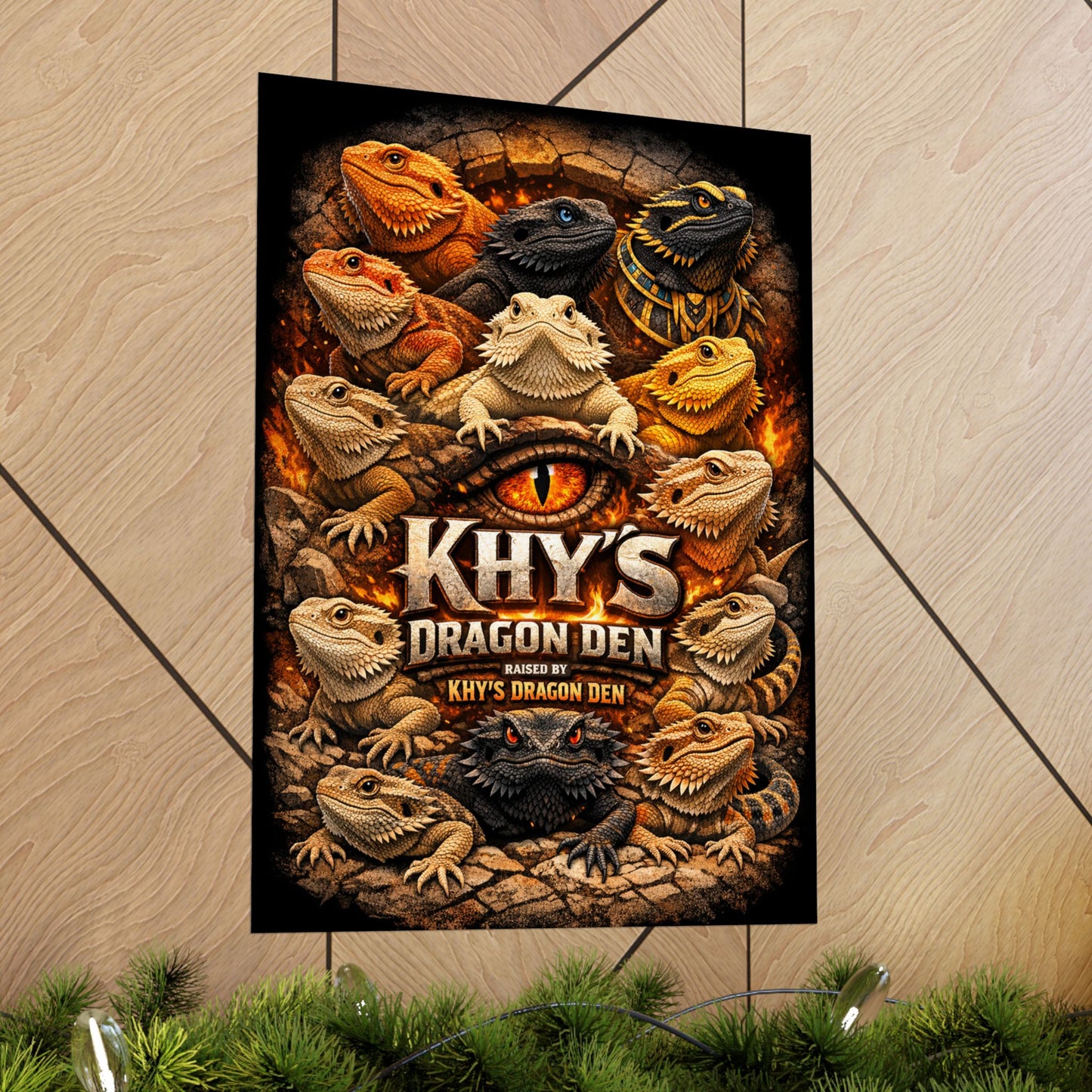 Bearded Dragon Poster — "Khy's Dragon Den" Matte Vertical Reptile Wall Art