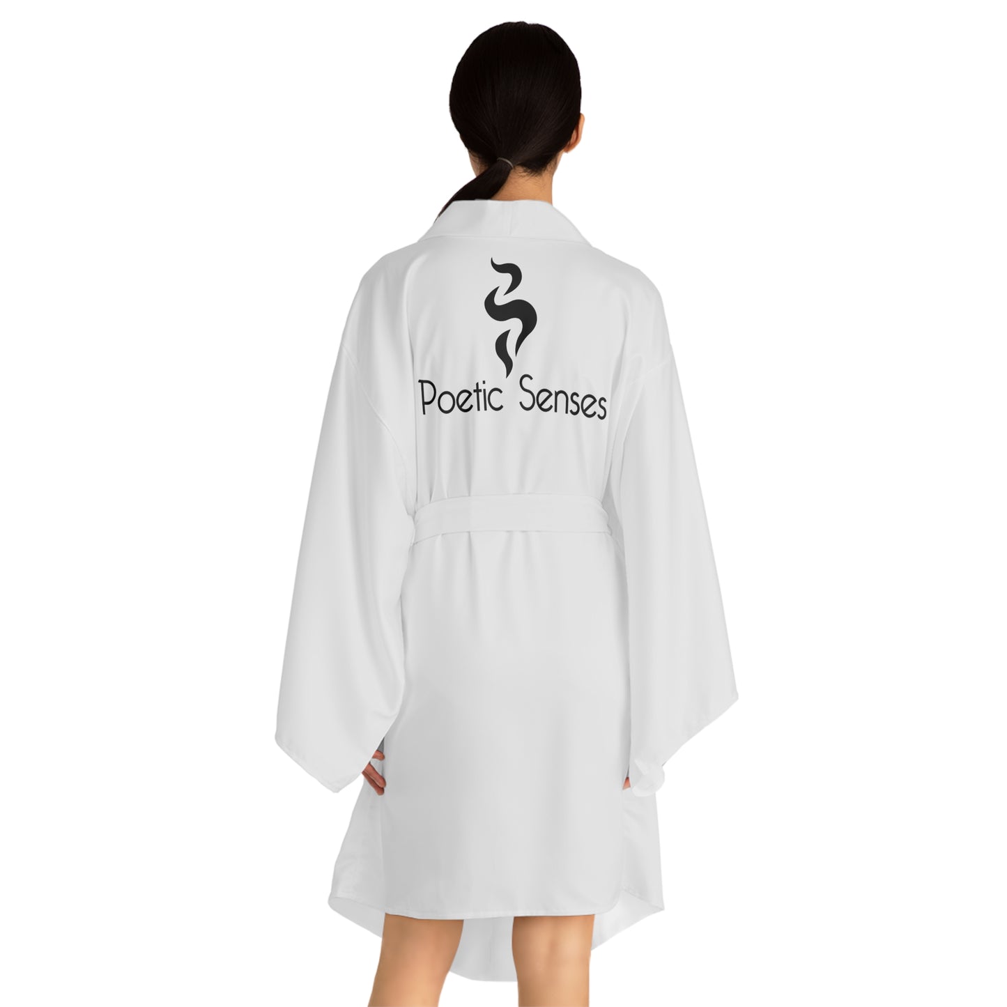Poetic Senses White Kimono Robe — Long Sleeve Lounge Wrap