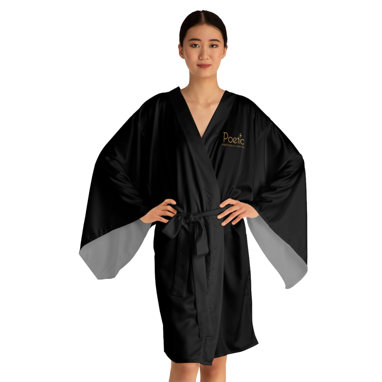 Poetic Senses White Kimono Robe — Long Sleeve Lounge Wrap