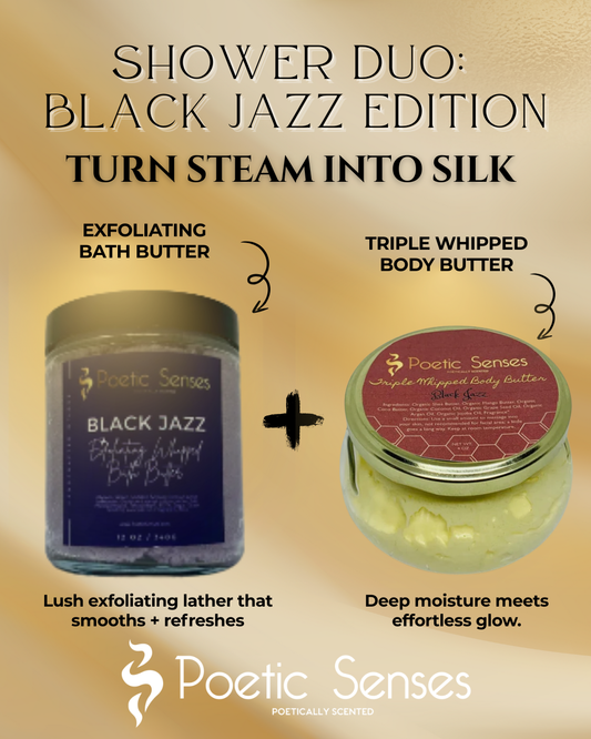 Poetic Senses Shower Duo – Exfoliating Bath Butter + Triple Whipped Body Butter