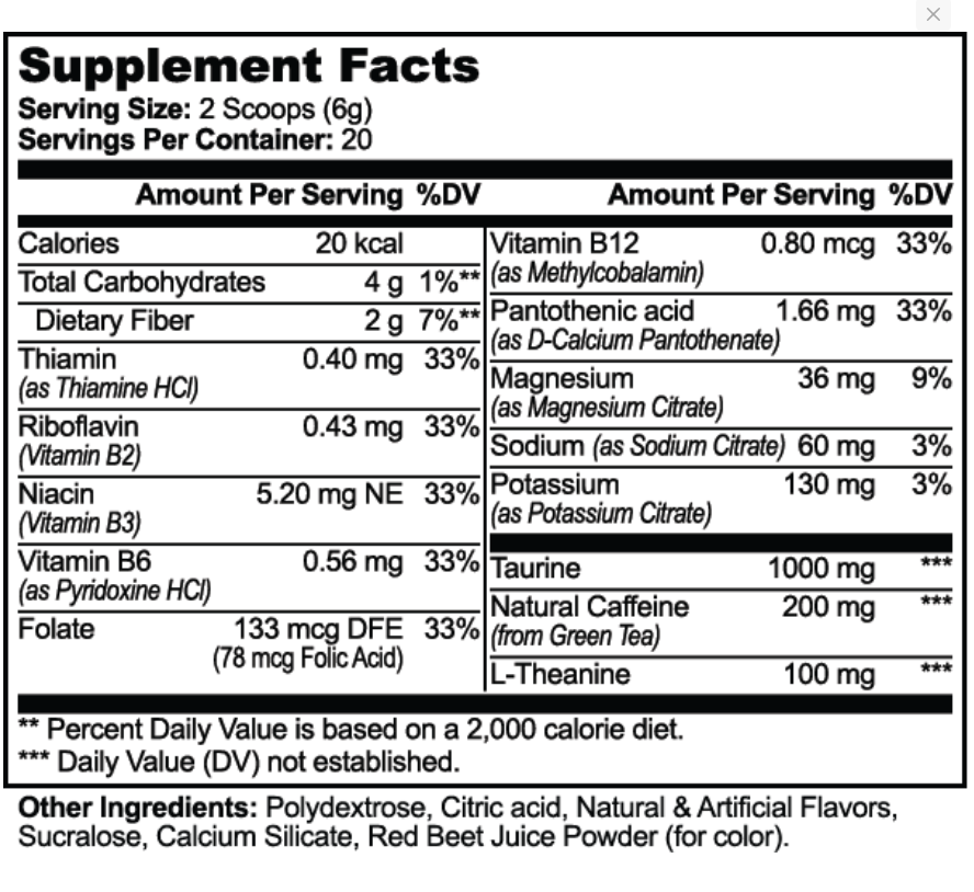 Energy Powder – Guava Berry | Caffeine + L-Theanine, Electrolytes & B Vitamins