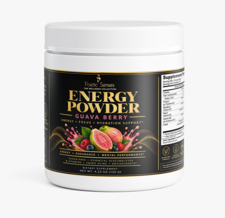 Energy Powder – Guava Berry | Caffeine + L-Theanine, Electrolytes & B Vitamins
